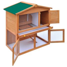 Cușcă de exterior iepuri cușcă adăpost animale mici 3 uși lemn, 3 image