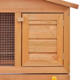 Cușcă de exterior iepuri cușcă adăpost animale mici 3 uși lemn, 4 image