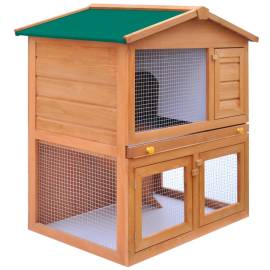 Cușcă de exterior iepuri cușcă adăpost animale mici 3 uși lemn, 2 image
