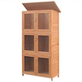 Cușcă pentru iepuri și alte animale, 6 camere, lemn, 3 image