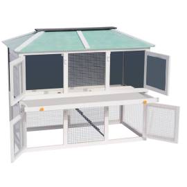 Cușcă pentru iepuri și alte animale, cu două niveluri, lemn, 4 image