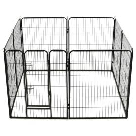 Țarc pentru câini, 8 panouri, oțel, 80 x 100 cm, negru, 6 image