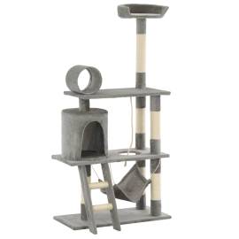 Ansamblu de joacă pisici, cu stâlpi funie sisal, 140 cm, gri, 3 image