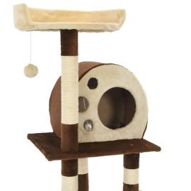 Ansamblu de joacă pisici, stâlpi din sisal, bej și maro, 127 cm, 4 image