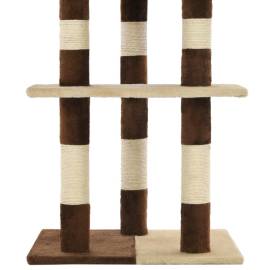 Ansamblu de joacă pisici, stâlpi din sisal, bej și maro, 127 cm, 6 image