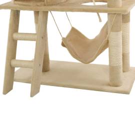 Ansamblu de joacă pisici, stâlpi funie din sisal, 140 cm, bej, 8 image