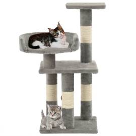 Ansamblu pentru pisici, stâlpi din funie de sisal, 65 cm, gri, 2 image