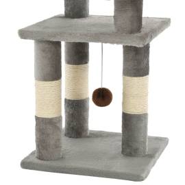 Ansamblu pentru pisici, stâlpi din funie de sisal, 65 cm, gri, 5 image