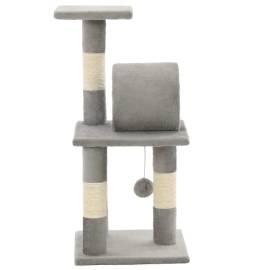 Ansamblu pentru pisici, stâlpi din funie de sisal, 65 cm, gri, 4 image