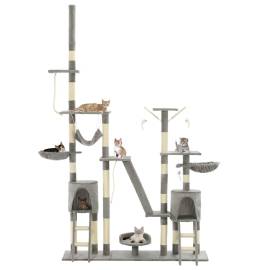 Ansamblu pentru pisici, stâlpi din funie sisal, 230-250 cm, gri, 2 image