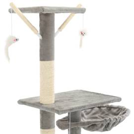 Ansamblu pentru pisici, stâlpi din funie sisal, 230-250 cm, gri, 5 image