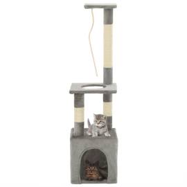 Ansamblu pentru pisici cu stâlpi din funie de sisal, 109 cm gri