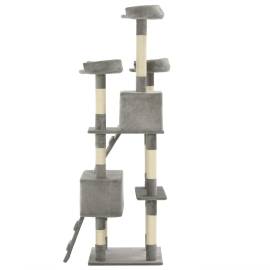 Ansamblu pentru pisici cu stâlpi funie sisal, 170 cm, gri, 4 image