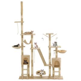 Ansamblu pentru pisici stâlpi din funie de sisal 230-250 cm bej, 2 image
