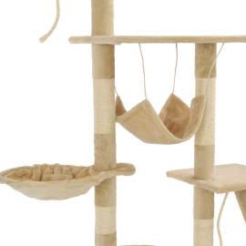 Ansamblu pentru pisici stâlpi din funie de sisal 230-250 cm bej, 6 image