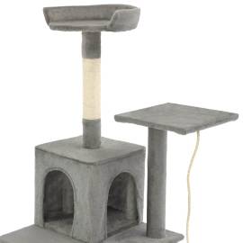 Ansamblu pisici, stâlpi cu funie de sisal, 120 cm, gri, 5 image