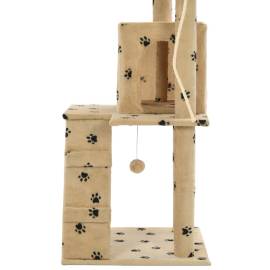 Ansamblu pisici, stâlpi funie sisal,120 cm bej, imprimeu lăbuțe, 6 image