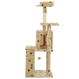 Ansamblu pisici, stâlpi funie sisal,120 cm bej, imprimeu lăbuțe, 3 image