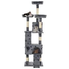 Ansamblu pisici cu funie de sisal, 170 cm, imprimeu lăbuțe, gri, 2 image