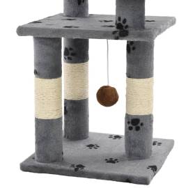 Ansamblu pisici cu funie de sisal, 65 cm, imprimeu lăbuțe, gri, 5 image