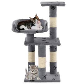 Ansamblu pisici cu funie de sisal, 65 cm, imprimeu lăbuțe, gri, 2 image