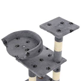 Ansamblu pisici cu funie de sisal, 65 cm, imprimeu lăbuțe, gri, 4 image