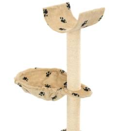 Ansamblu pisici cu funie sisal, 105 cm, imprimeu lăbuțe, bej, 4 image