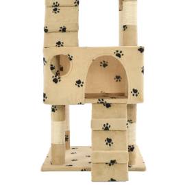 Ansamblu pisici cu funie sisal, 170 cm, imprimeu lăbuțe, bej, 7 image