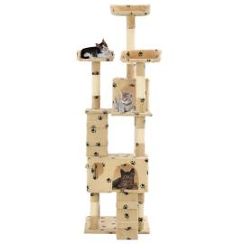 Ansamblu pisici cu funie sisal, 170 cm, imprimeu lăbuțe, bej, 2 image