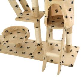 Ansamblu pisici cu funie sisal, 230-250 cm imprimeu lăbuțe, bej, 7 image