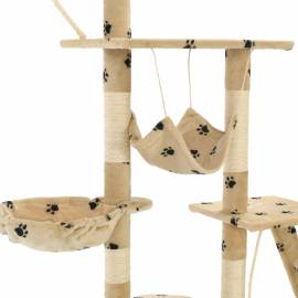 Ansamblu pisici cu funie sisal, 230-250 cm imprimeu lăbuțe, bej, 6 image