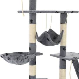 Ansamblu pisici cu funie sisal, 230-250cm, imprimeu lăbuțe, gri, 6 image