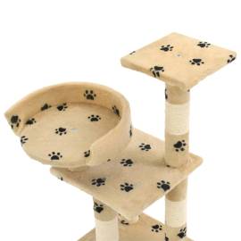 Ansamblu pisici cu funie sisal, 65 cm, imprimeu lăbuțe, bej, 4 image