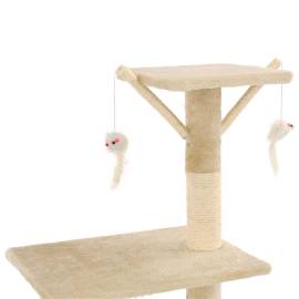 Ansamblu pisici cu stâlpi din funie de sisal, 138 cm, bej, 6 image