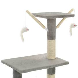 Ansamblu pisici cu stâlpi din funie de sisal, 138 cm, gri, 6 image