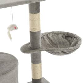 Ansamblu pisici cu stâlpi din funie de sisal, 138 cm, gri, 7 image