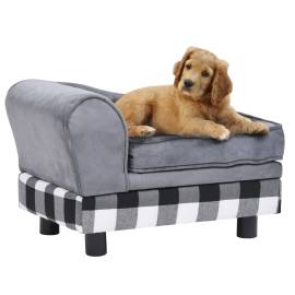 Canapea pentru câini, gri, 57x34x36 cm, pluș, 3 image