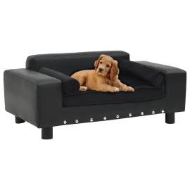 Canapea pentru câini, negru, 81x43x31cm, pluș & piele ecologică