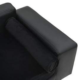 Canapea pentru câini, negru, 81x43x31cm, pluș & piele ecologică, 6 image