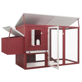 Coteț de păsări de exterior, casă găini cu 1 cuibar, roșu, lemn, 3 image