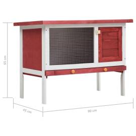 Cușcă de iepuri pentru exterior, 1 nivel, roșu, lemn, 7 image
