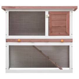 Cușcă de iepuri pentru exterior, 1 ușă, maro, lemn, 3 image