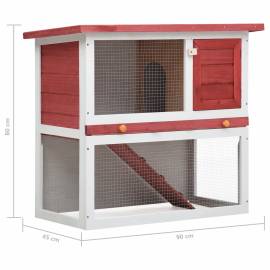 Cușcă de iepuri pentru exterior, 1 ușă, roșu, lemn, 7 image