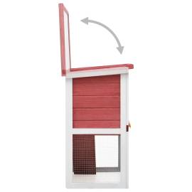 Cușcă de iepuri pentru exterior, 1 ușă, roșu, lemn, 4 image