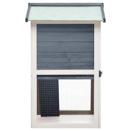 Cușcă de iepuri pentru exterior, 3 uși, gri, lemn, 4 image