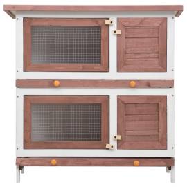 Cușcă de iepuri pentru exterior, 4 uși, maro, lemn, 3 image