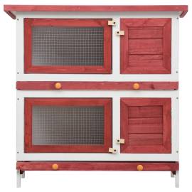 Cușcă de iepuri pentru exterior, 4 uși, roșu, lemn, 3 image
