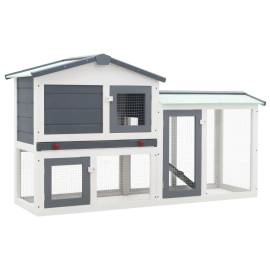 Cușcă exterior pentru iepuri mare, gri&alb, 145x45x85 cm, lemn