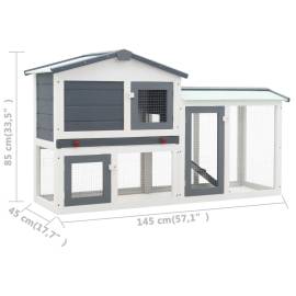 Cușcă exterior pentru iepuri mare, gri&alb, 145x45x85 cm, lemn, 6 image