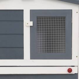 Cușcă exterior pentru iepuri mare, gri&alb, 204x45x85 cm, lemn, 2 image